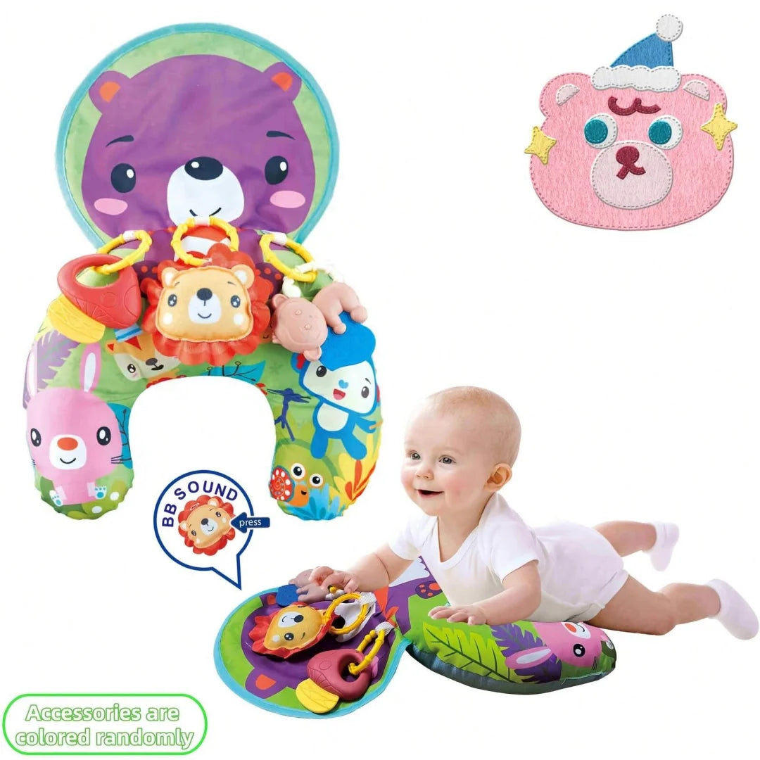 Baby Tummy Time Pillow with Rattle Toys