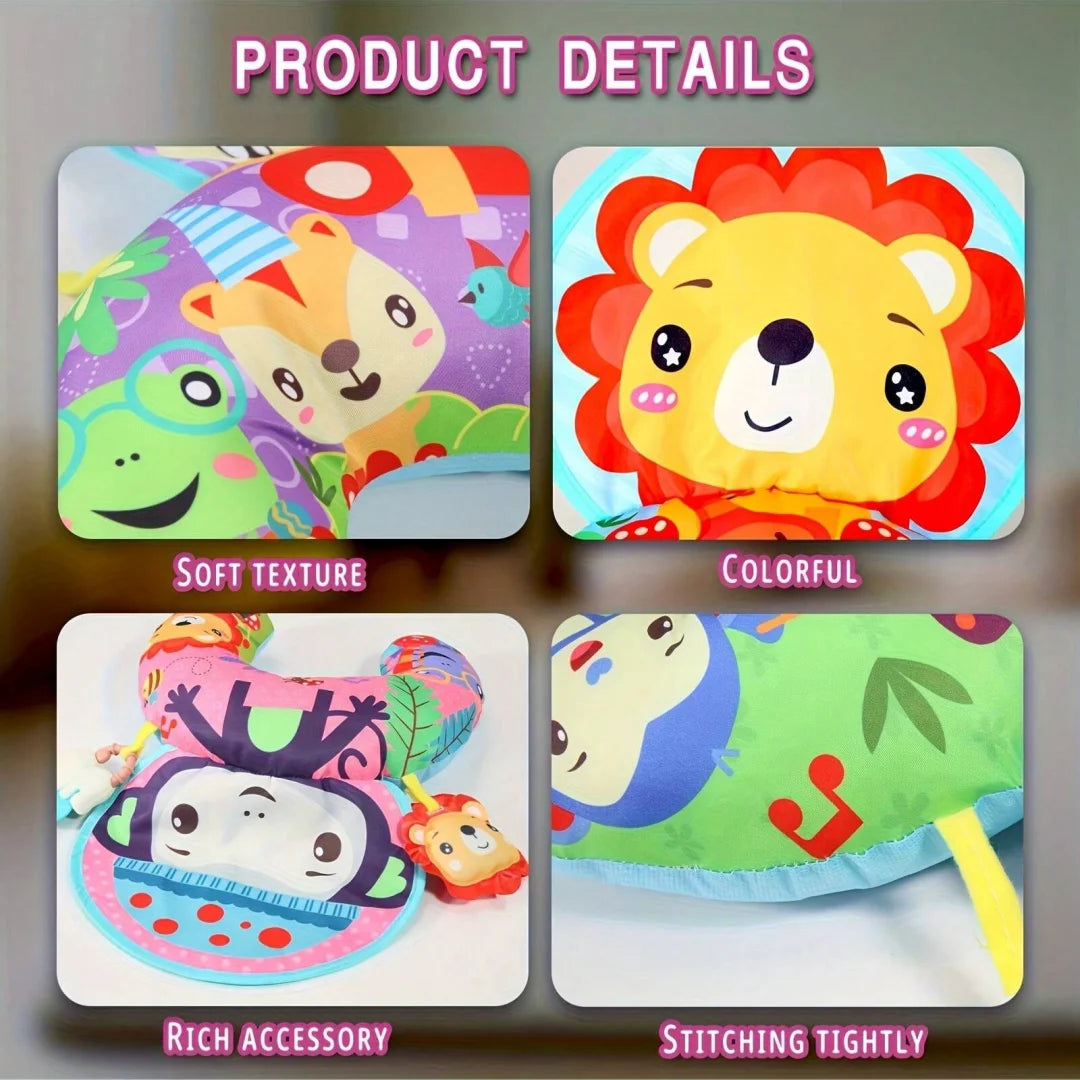 Baby Tummy Time Pillow with Rattle Toys