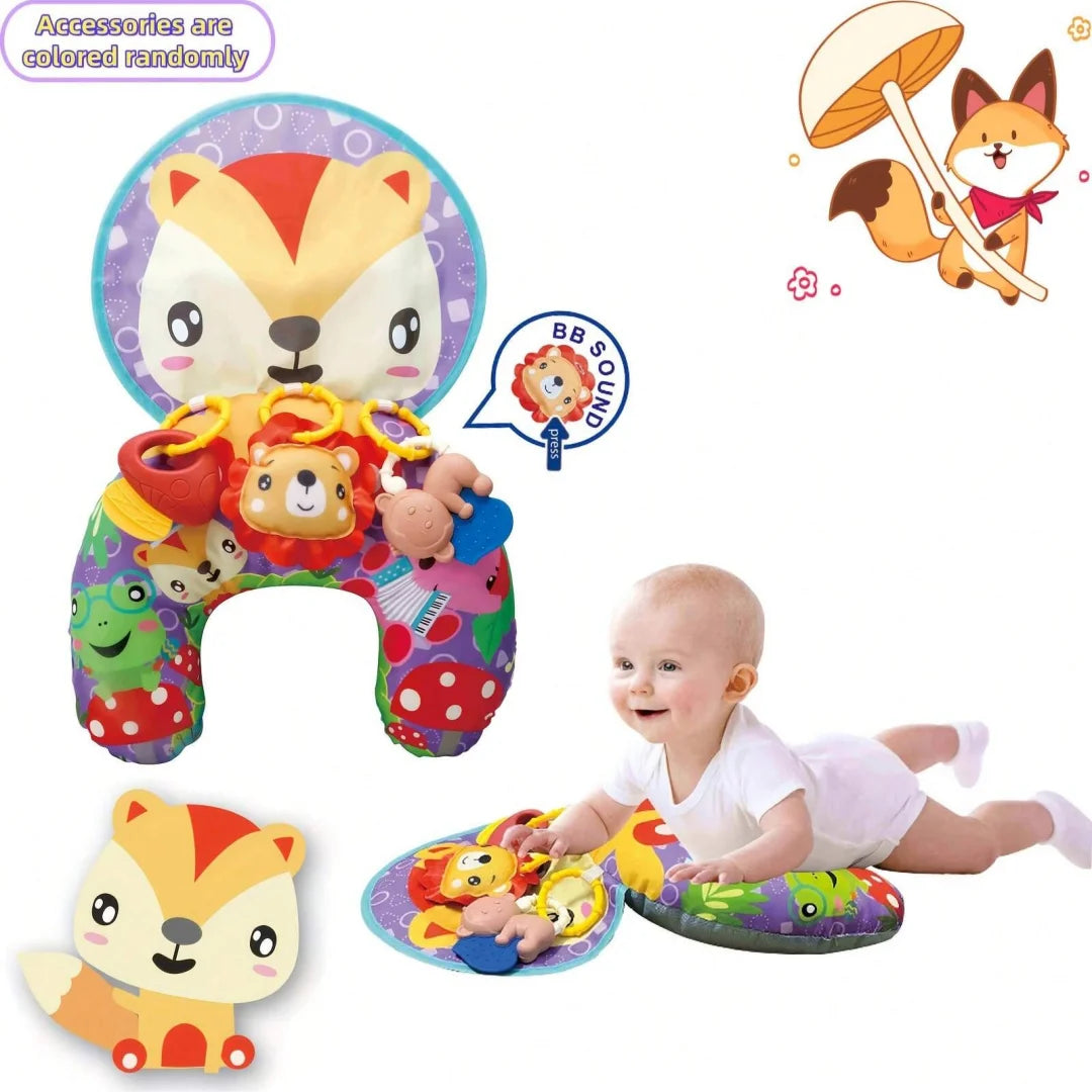 Baby Tummy Time Pillow with Rattle Toys