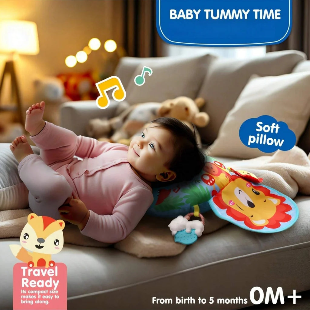 Baby Tummy Time Pillow with Rattle Toys